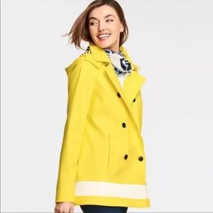 Talbots Bright Yellow double breasted raincoat with hood
